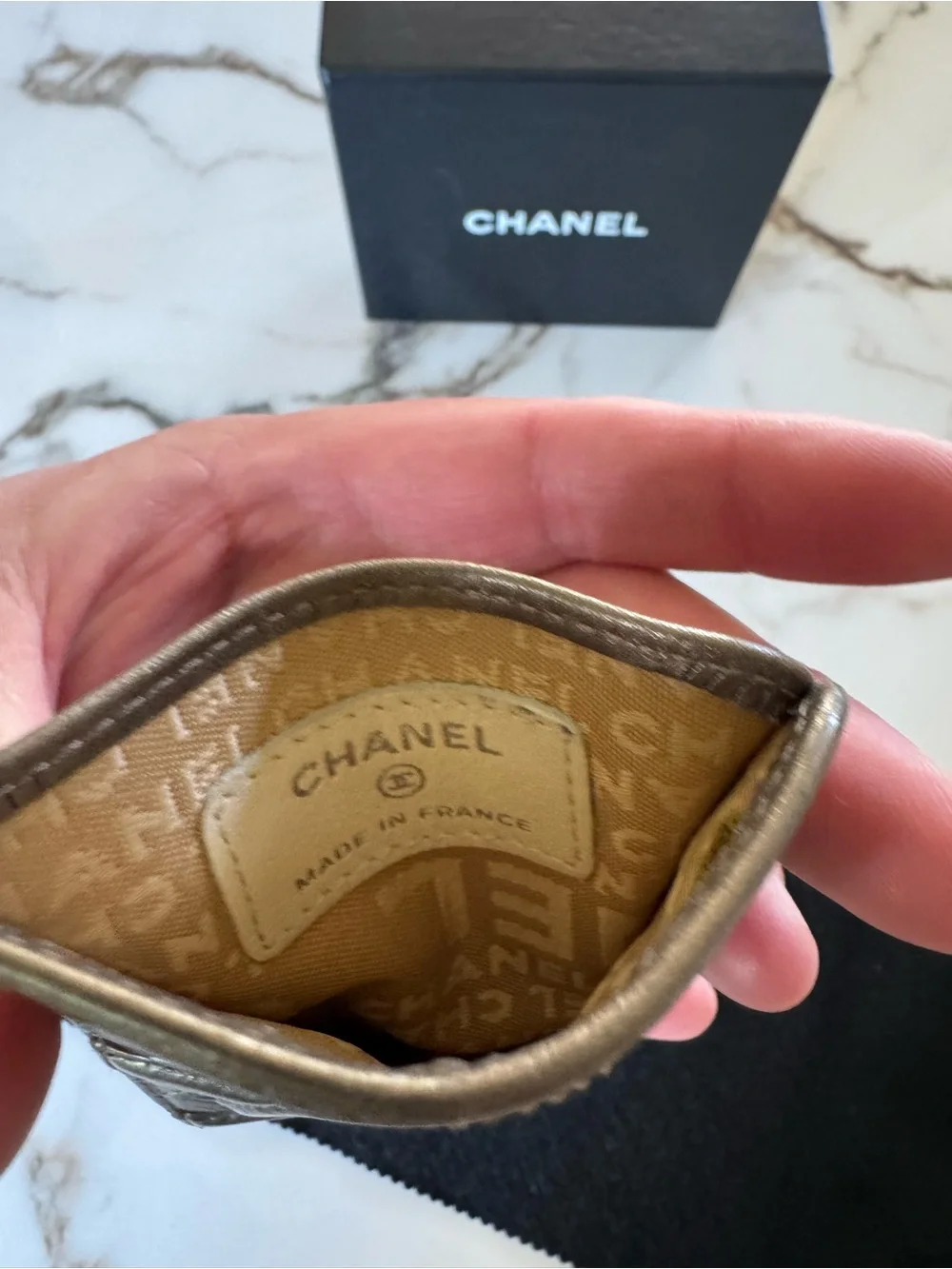 CHANEL Quilted Leather CC Card Holder